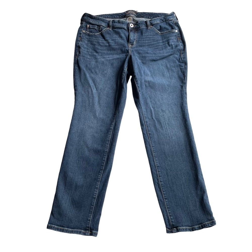 TORRID Vintage Stretch Boyfriend Straight Jeans Dark Blue 16R 28L Mid Rise